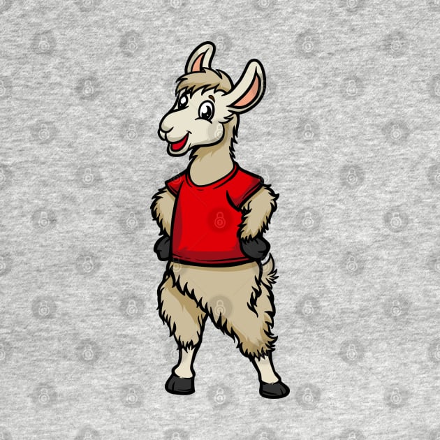 Cute Anthropomorphic Human-like Cartoon Character Llama in Clothes by Sticker Steve